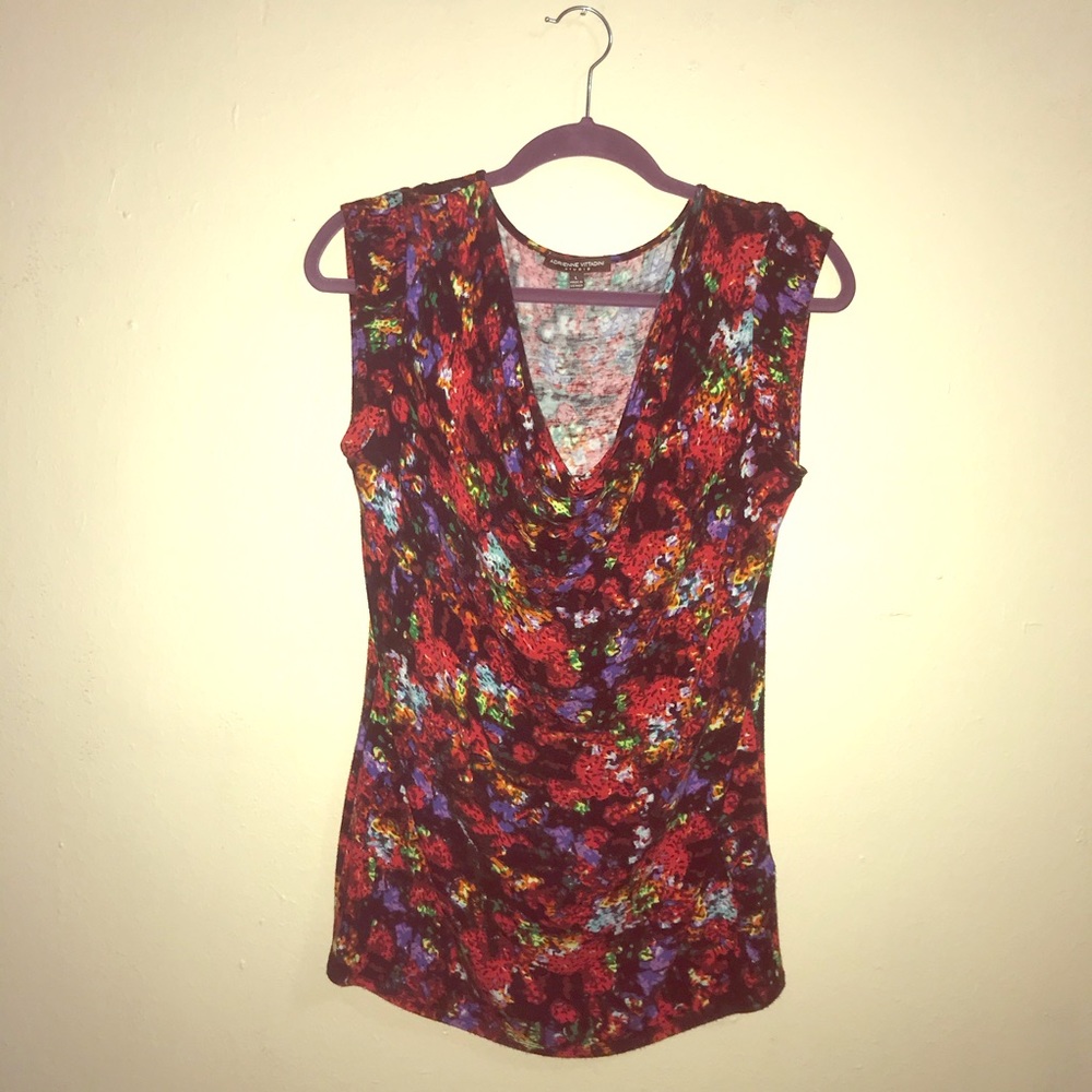 ⚡️Adrienne Vittadini Floral Cowl Neck Top Size L